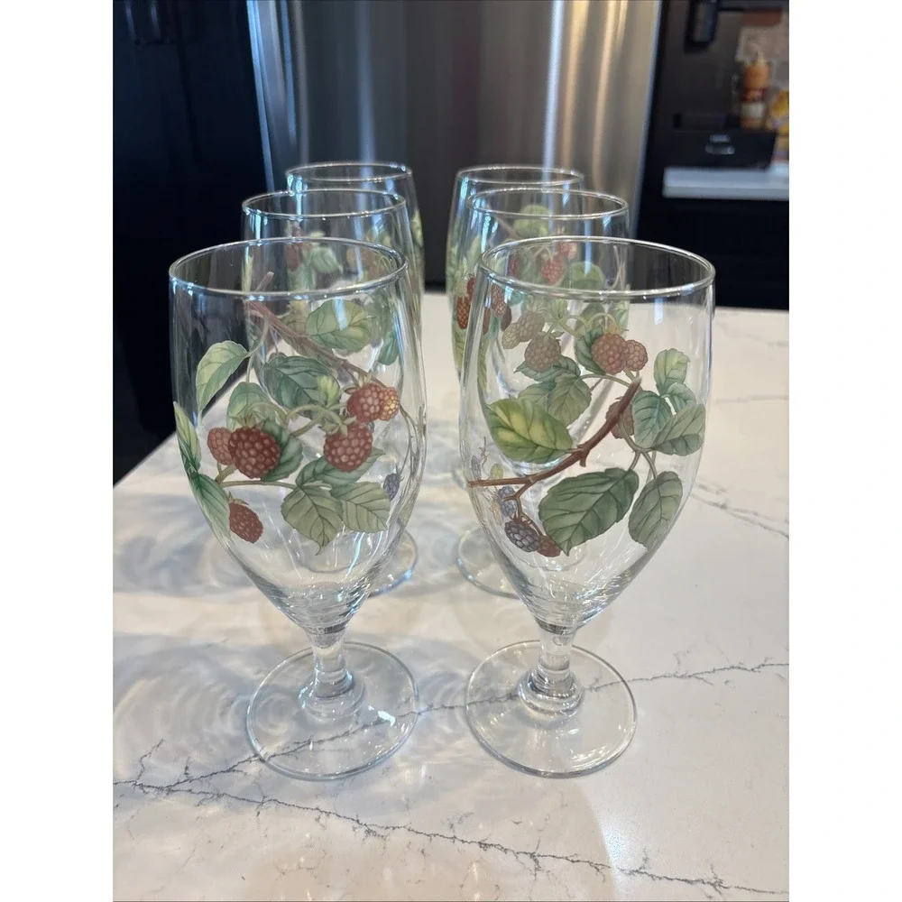 Noritake Gourmet Harvest 7941 Footed Iced Tea Glasses Set of 6